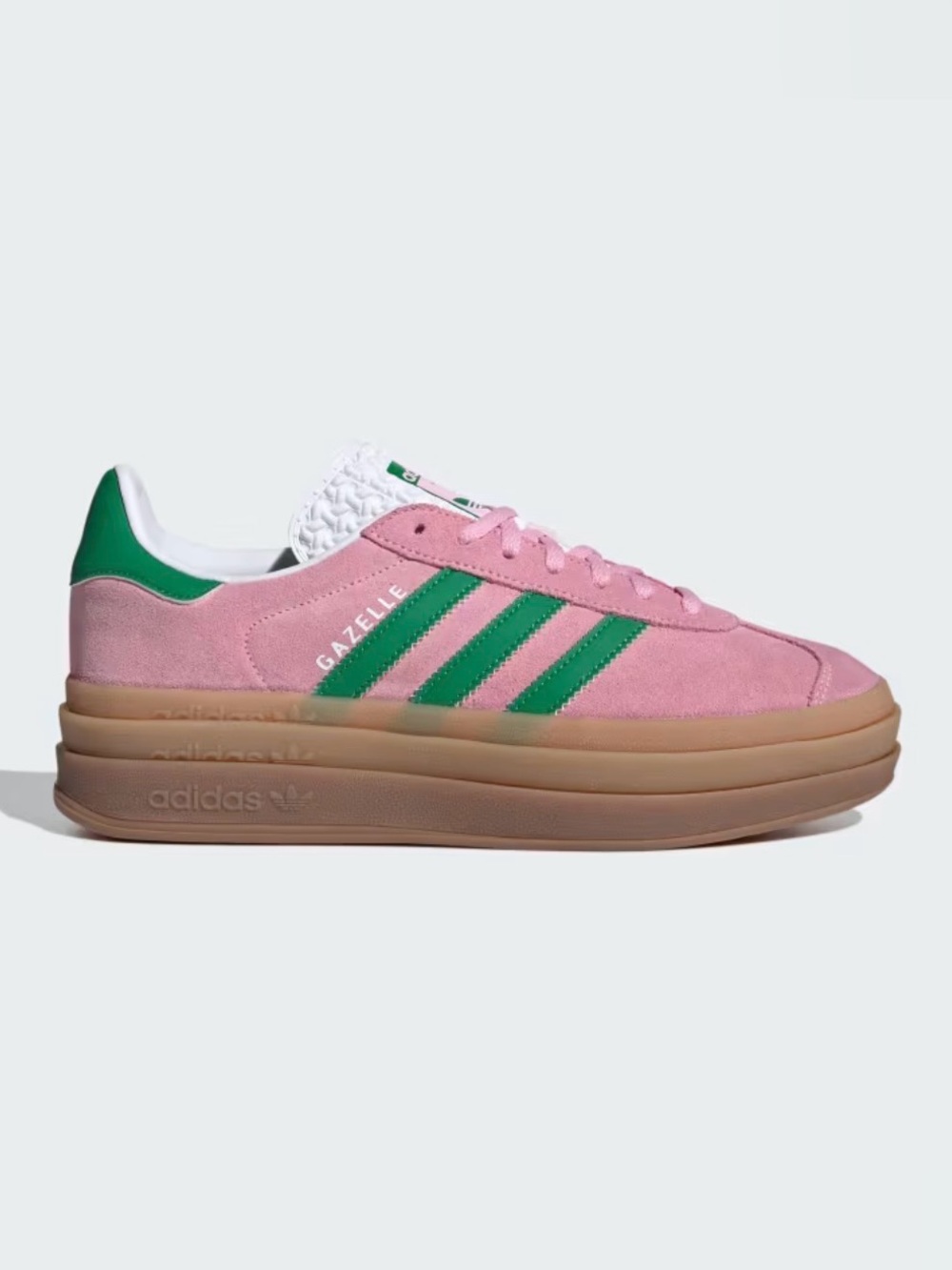 adidas Gazelle Platform Sneakers in Pink with Green Stripes